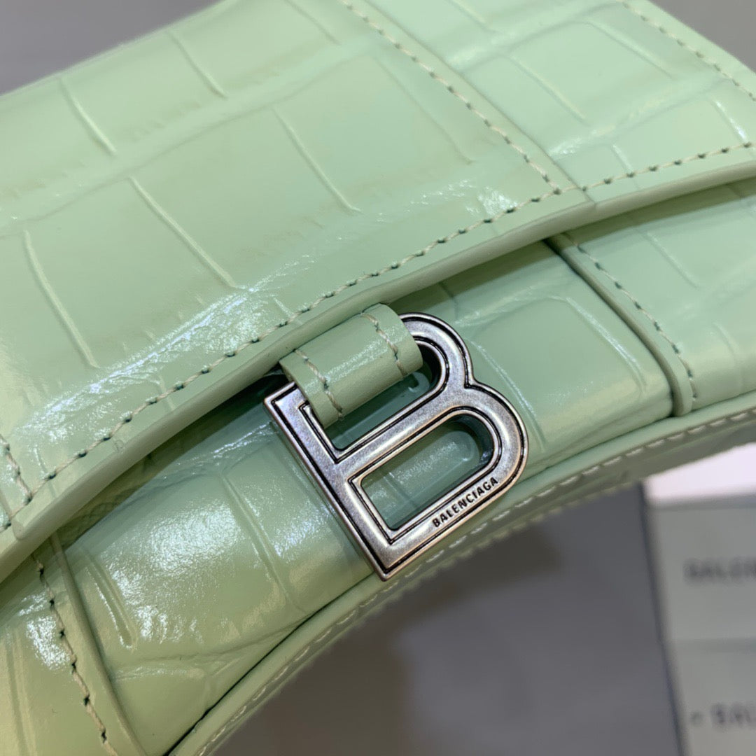 Balen Hourglass Mini Handbag With Chain In Light Green, For Women, Bags 4.7in/12cm