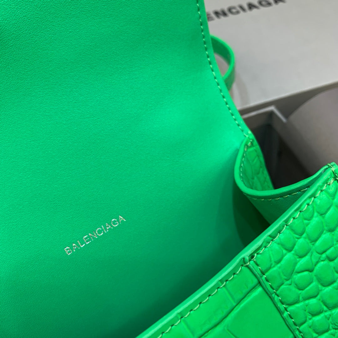 Balen Hourglass XS Handbag In Bright Green, For Women, Bags 7.4in/19cm 5928331U6AK3809