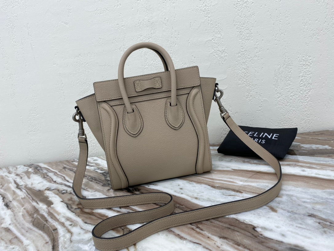 CE Nano LuGucciage Bag In Drummed Brown For Women 8in/20cm