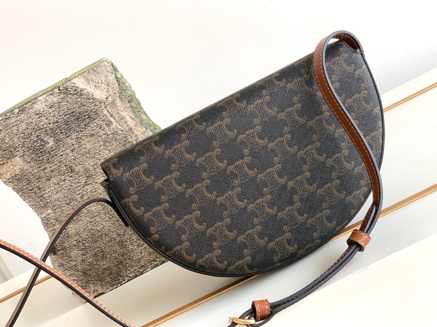 CE Besace In Triomphe Canvas Bag Brown For Women 9in/23cm