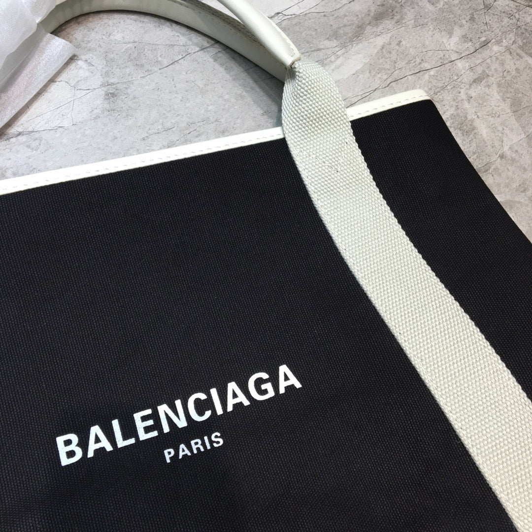 Balen Navy Medium Cabas Tote Bag In White, For Women, Bags 14.1in/36cm