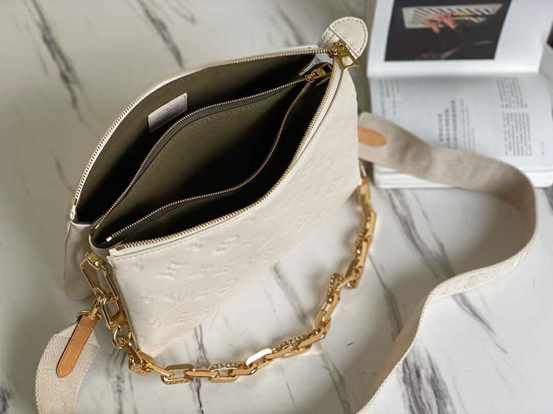 LV Coussin PM Monogram-Embossed Puffy Cream For Women, Shoulder And Crossbody Bags 10.2in/26cm LV M57793