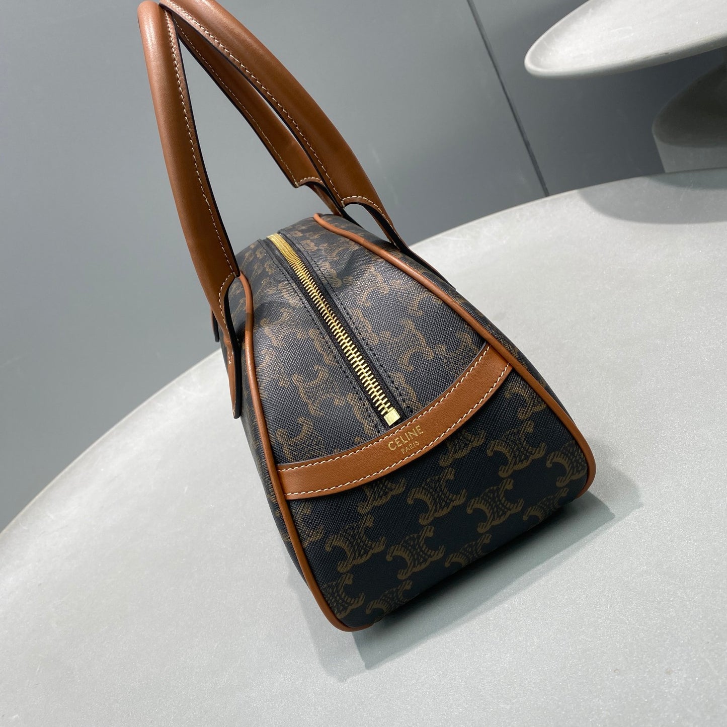 CE Medium Teckel In Triomphe Canvas Brown For Women 12in/31cm