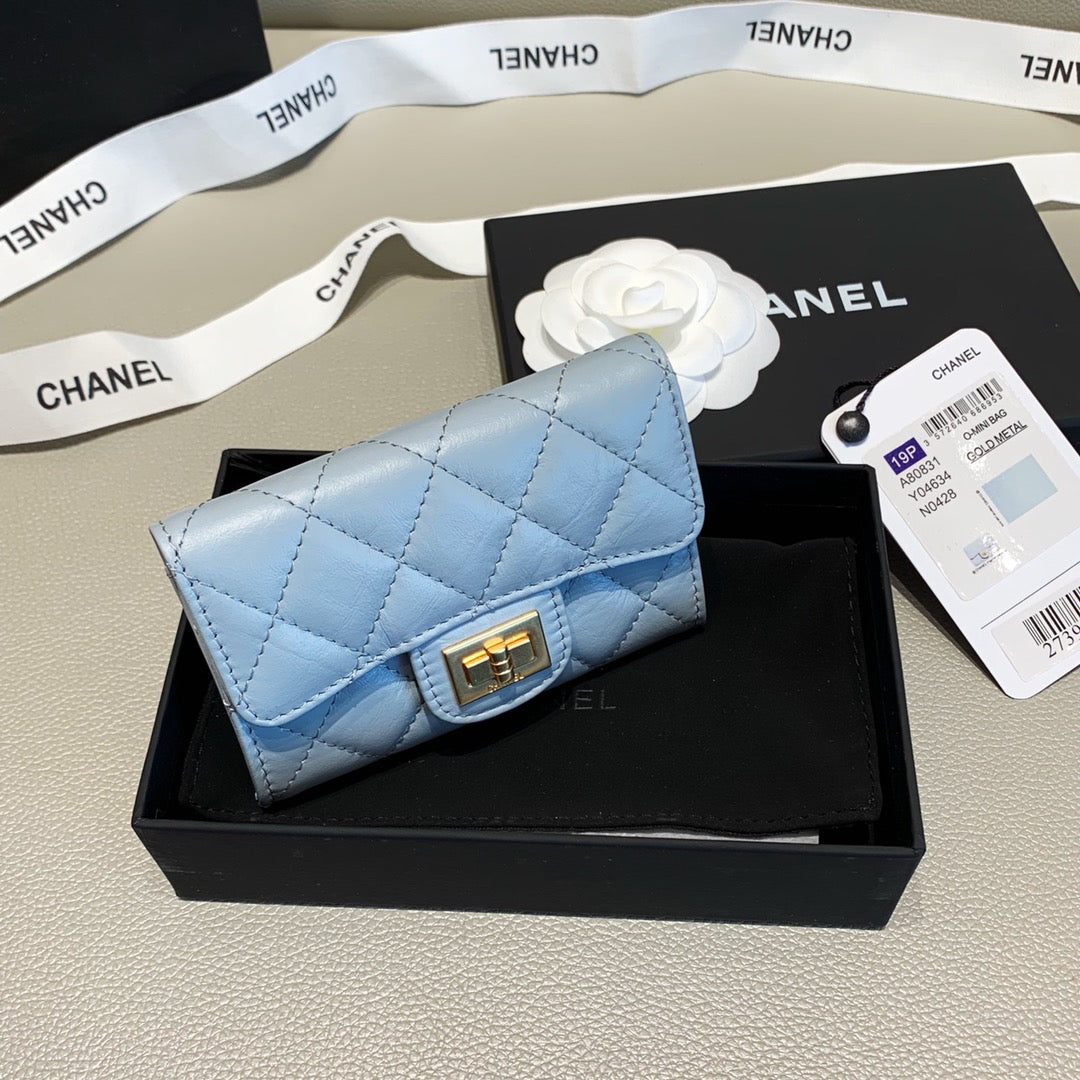 CHL 2.55 FLAP CARD HOLDER LIGHT BLUE WALLET