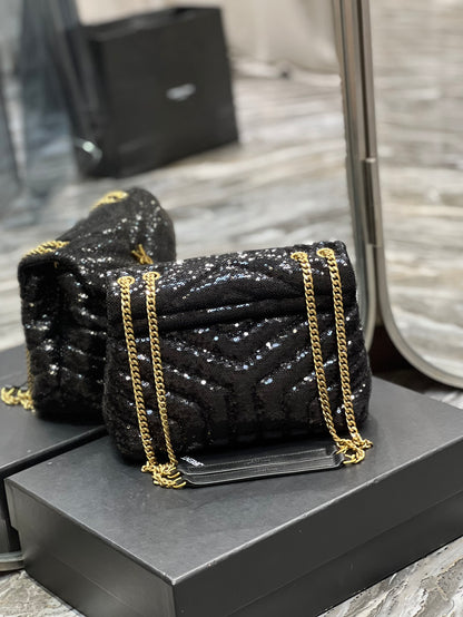 YSSL Loulou Small Chain Bag Black For Women, Women’s Bags 9in/23cm YSL 494699FAAER1000