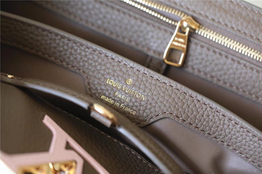 LV Capucines BB Taurillon Smokey Brown Green/ Creme/ Pink For Women,  Shoulder And Crossbody Bags 27cm/10.6in LV M59516