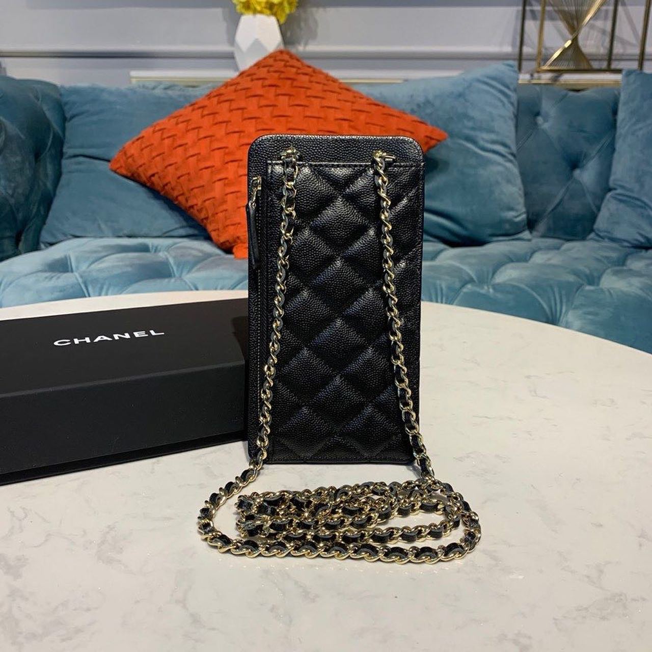 CHL Classic Cluth With Chain Black For Women, Women’s Wallet 7in/18cm AP0990