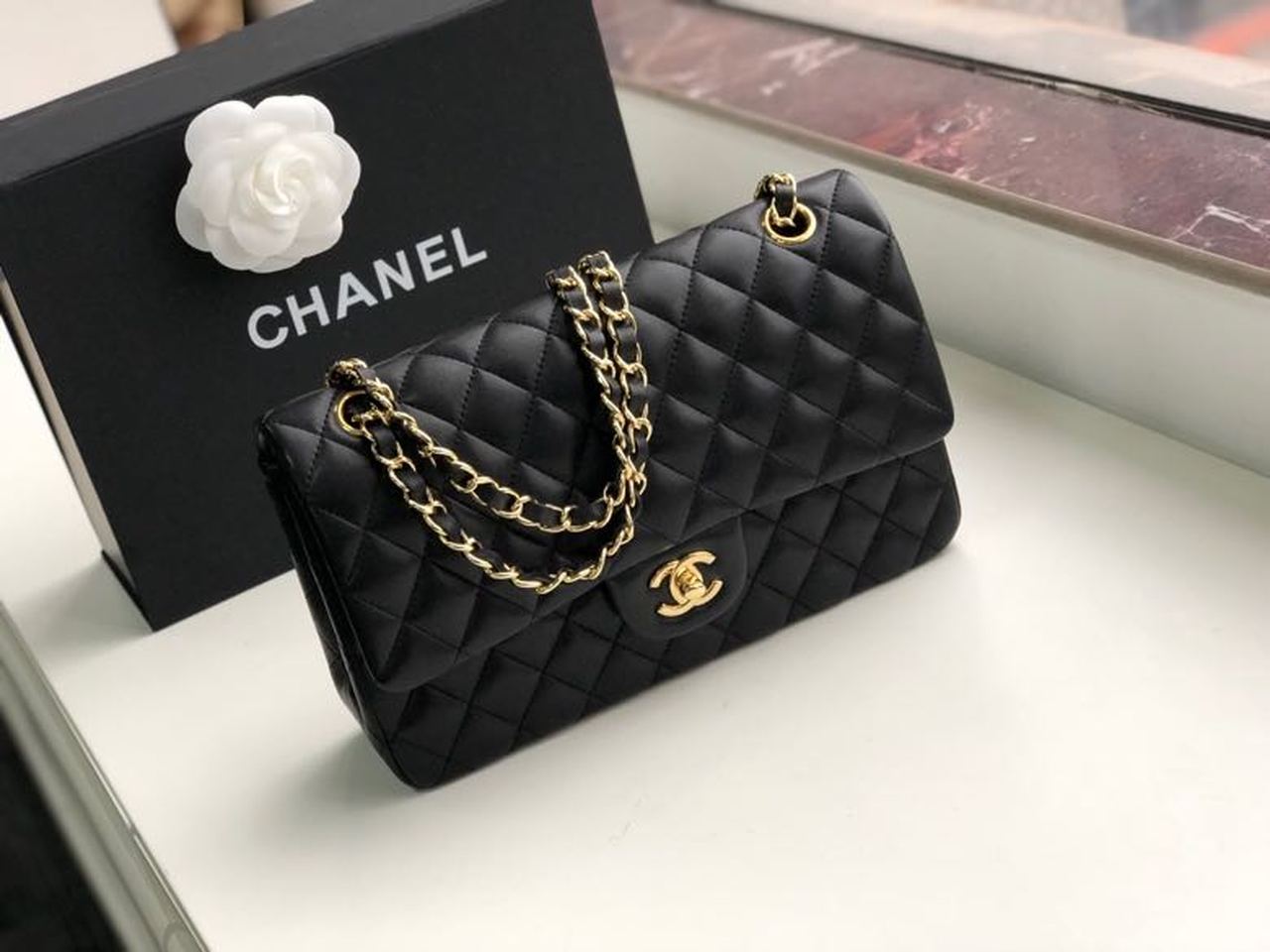 Chanel Classic Handbag Gold Toned Hardware Black For Women, Women’s Bags, Shoulder And Crossbody Bags 10.2in/26cm A01112