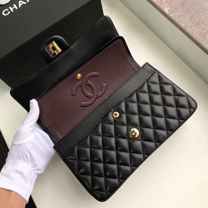 Chanel Classic Handbag Gold Toned Hardware Black For Women, Women’s Bags, Shoulder And Crossbody Bags 10.2in/26cm A01112