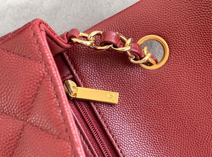 Chanel Classic HandBag Gold Toned Hardware Burgundy For Women 7.8in/20cm