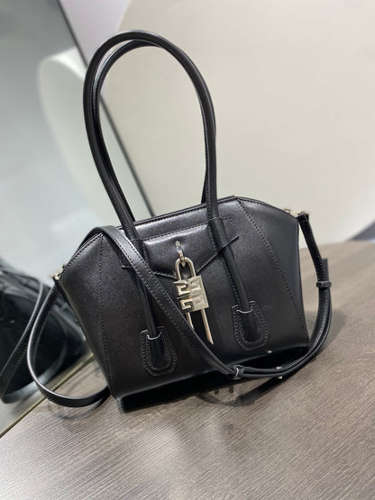 gv Mini Antigona Lock Bag Black For Women, Handbags, Shoulder Bags 8.7in/22cm GVC