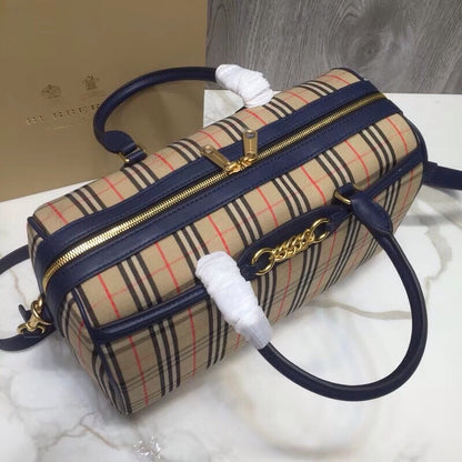 BB Small 1983 Check LiNike Bowling Bag Blue/Brown For Women, Women’s Bags 9.1in/23cm