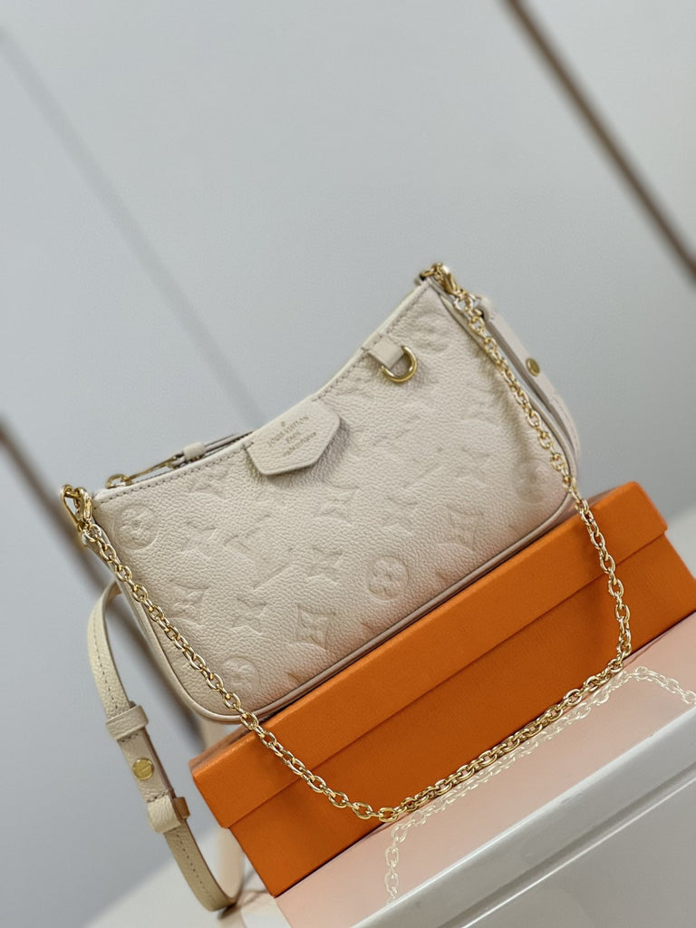 LV Easy Pouch On Strap Monogram Empreinte Crème White For Spring 