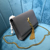 YSSL Kate Medium Chain Bag With Tassel In Grain De Poudre Grey For Women 9.4in/24cm YSL