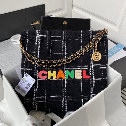 CHL 22 Handbag Gold Hardware Black For Women, Women’s Handbags, Shoulder Bags 14.2in/36cm AS3262