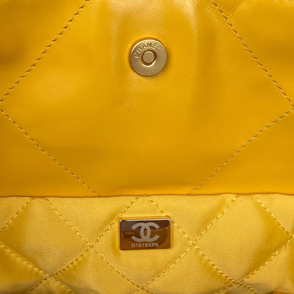 CHL 22 Handbag Gold Hardware Shiny Yellow For Women, Women’s Handbags, Shoulder Bags 16.5in/38cm AS3261