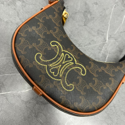 CE Triope Heart Embroidered Mini Abba – Triope Canvas Brown For Women 6.4in/16cm 10I602EB1.04LU