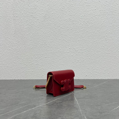 CE Card Holder On Chain Triomphe Red For Women 4in/11cm 10J743DPV.27VD