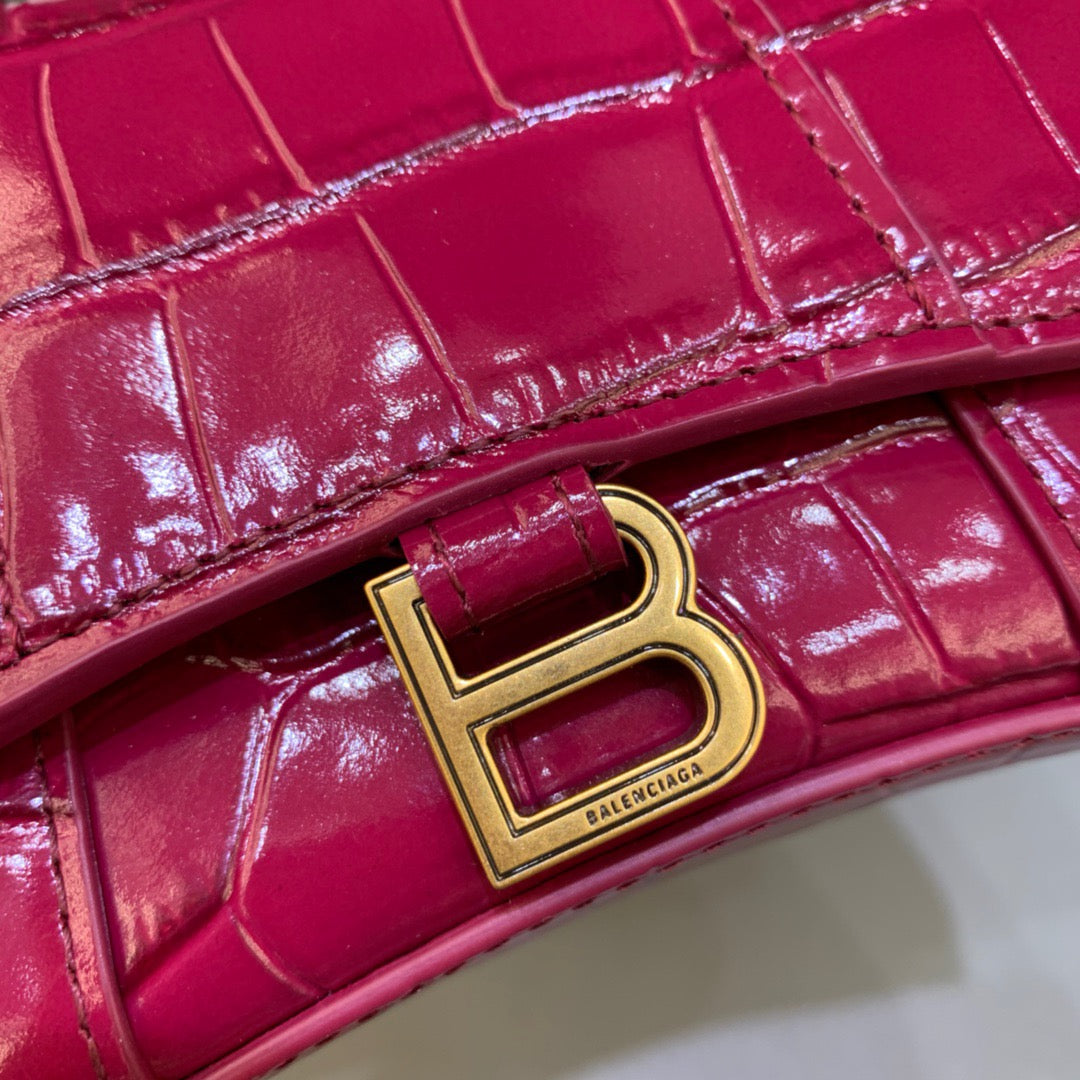 Balen Hourglass Mini Handbag With Chain In Dark Red, For Women,  Bags 4.7in/12cm