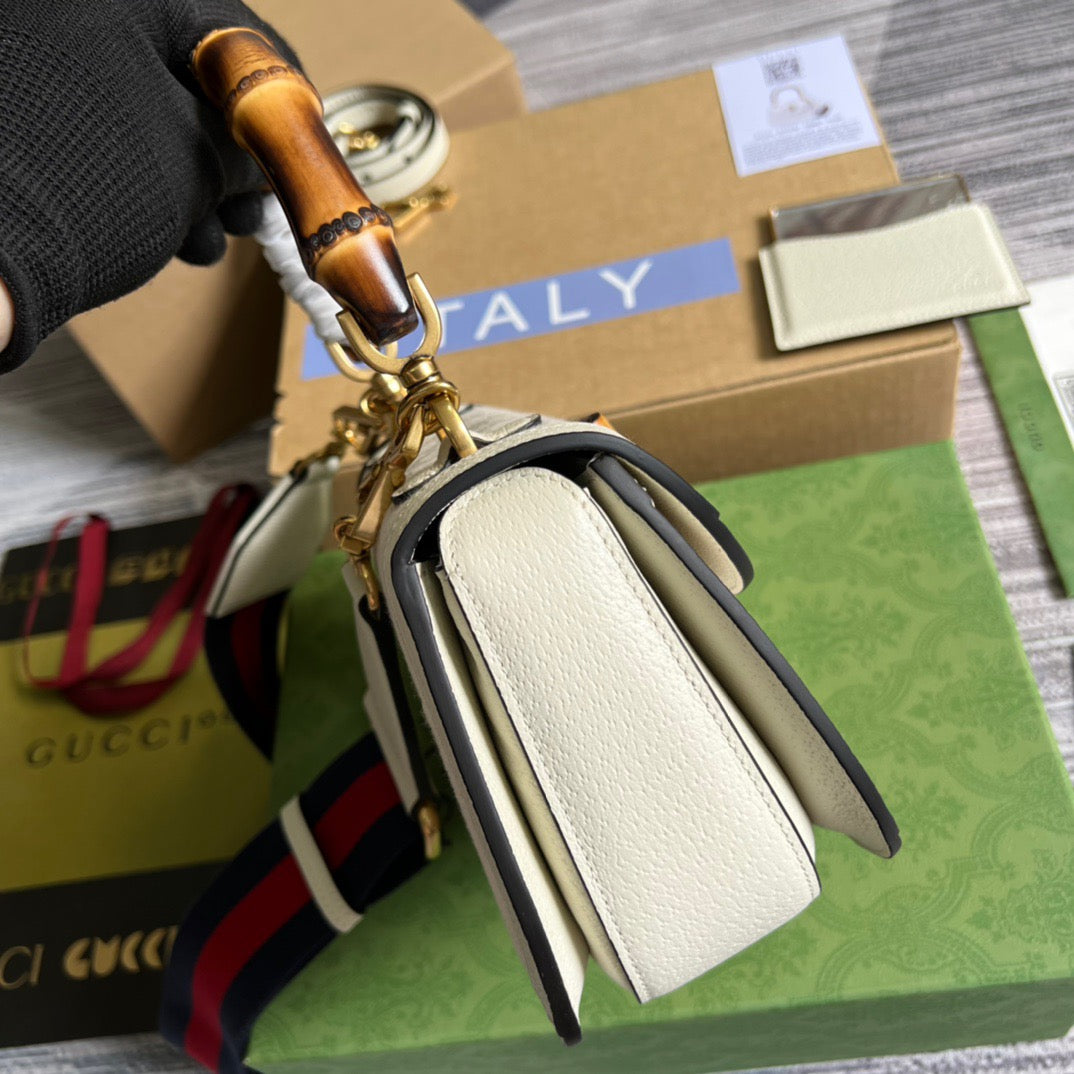 gg Bamboo 1947 Medium  Top Handle Bag White For Women, Women’s Bags 10.2in/26cm gg