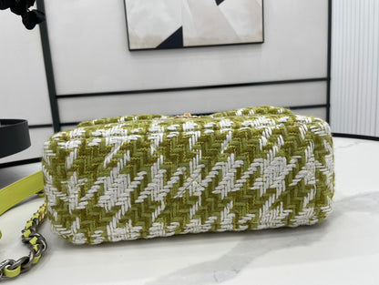 CHL 19 Large Handbag Gold Hardware Green For Women, Women’s Handbags, Shoulder Bags 11.8in/30cm
