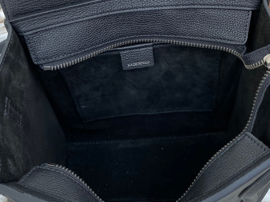 CE Nano LuGucciage Bag In Drummed Black For Women 8in/20cm 189243HSC.38NO
