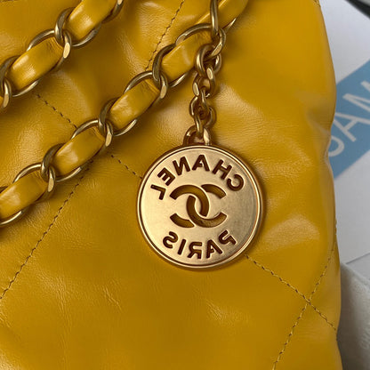 CHL 22 Handbag Gold Hardware Shiny Yellow For Women, Women’s Handbags, Shoulder Bags 16.5in/38cm AS3261