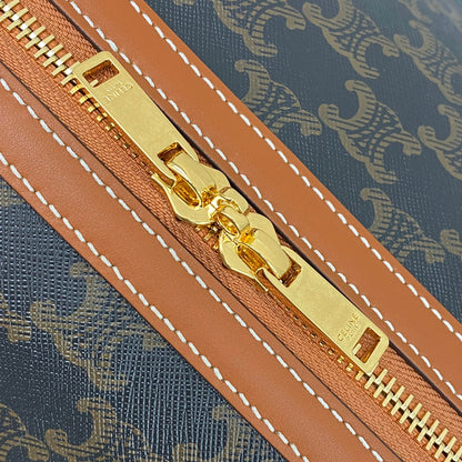 CE Large Voyage Bag In Triomphe Canvas With Dog Print Tan For Women 20in/50cm 