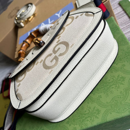 gg Bamboo 1947 Medium  Top Handle Bag White For Women, Women’s Bags 10.2in/26cm gg