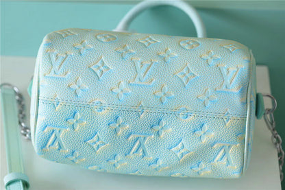 LV Speedy Bandouliere 20 Monogram Empreinte Vert D’eau Green For Women,  Shoulder And Crossbody Bags 20.5cm/8.1in LV M46092