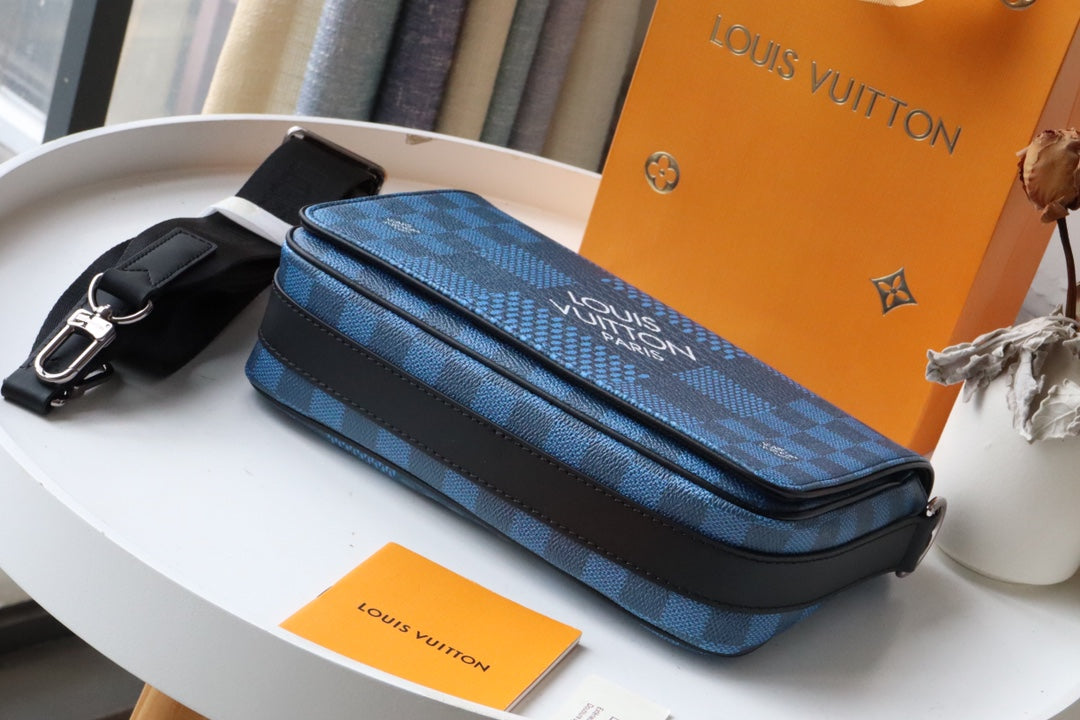 LV Studio Messenger Damier Graphite Blue For Men, Bags, Shoulder And  Crossbody Bags 9.3in/25.3cm LV N50026