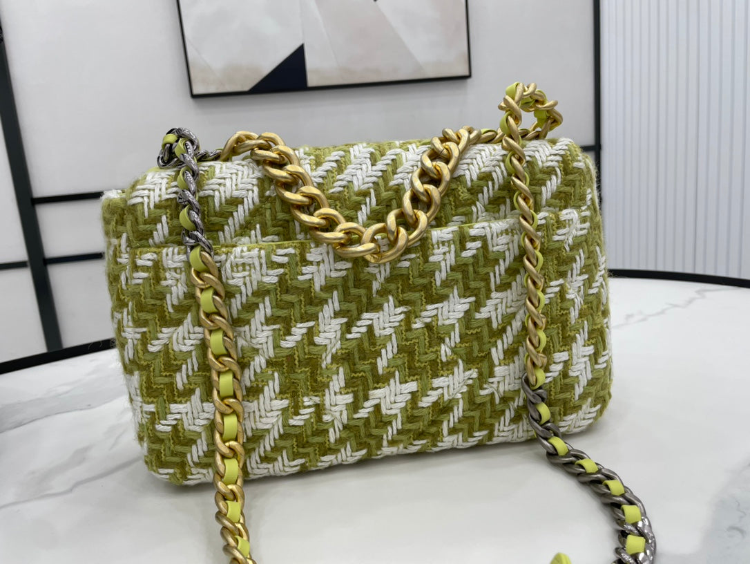 CHL 19 Large Handbag Gold Hardware Green For Women, Women’s Handbags, Shoulder Bags 11.8in/30cm