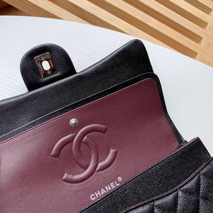 Chanel Classic Handbag Silver Hardware Black For Women, Women’s Bags, Shoulder And Crossbody Bags 10.2in/26cm A01112