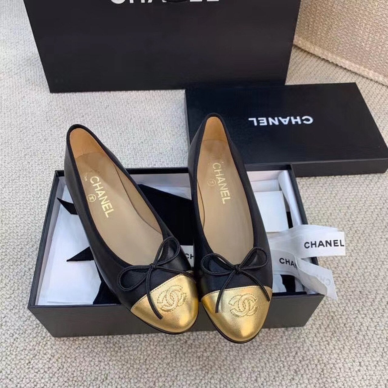 CHL BALLERINA FLATS BLACK/GOLD