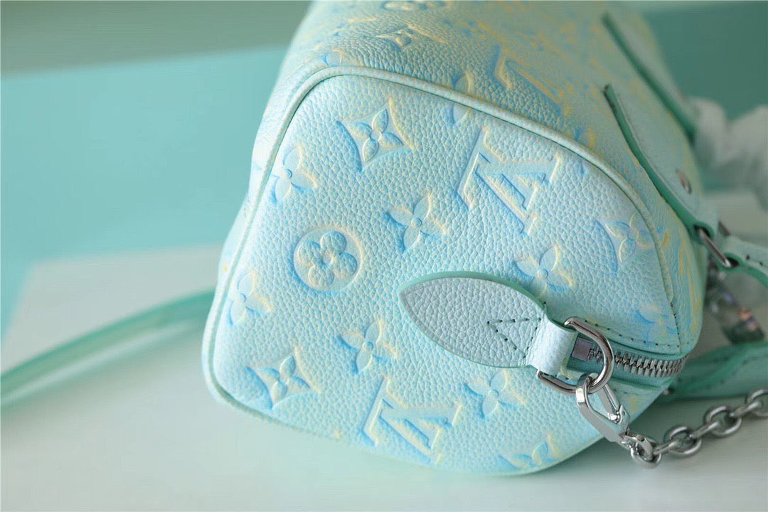 LV Speedy Bandouliere 20 Monogram Empreinte Vert D’eau Green For Women,  Shoulder And Crossbody Bags 20.5cm/8.1in LV M46092