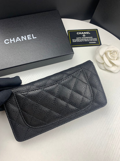 CHL BLACK CAVIAR LEATHER CLASSIC LONG FLAP WALLET 19.5CM