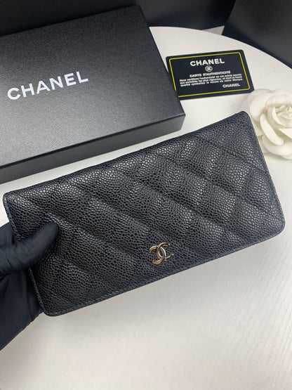CHL BLACK CAVIAR LEATHER CLASSIC LONG FLAP WALLET 19.5CM