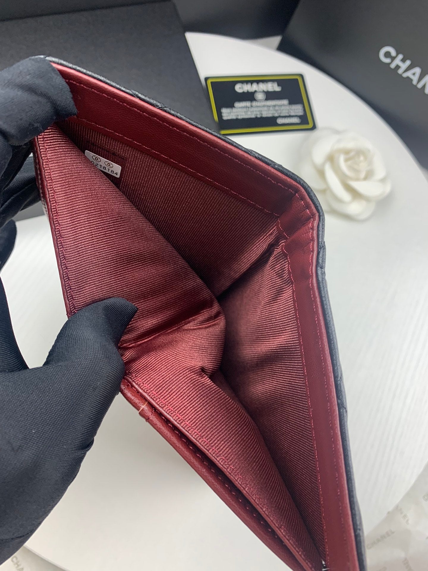 CHL BLACK QUILTED LAMBSKIN CLASSIC LONG FLAP WALLET 19.5CM