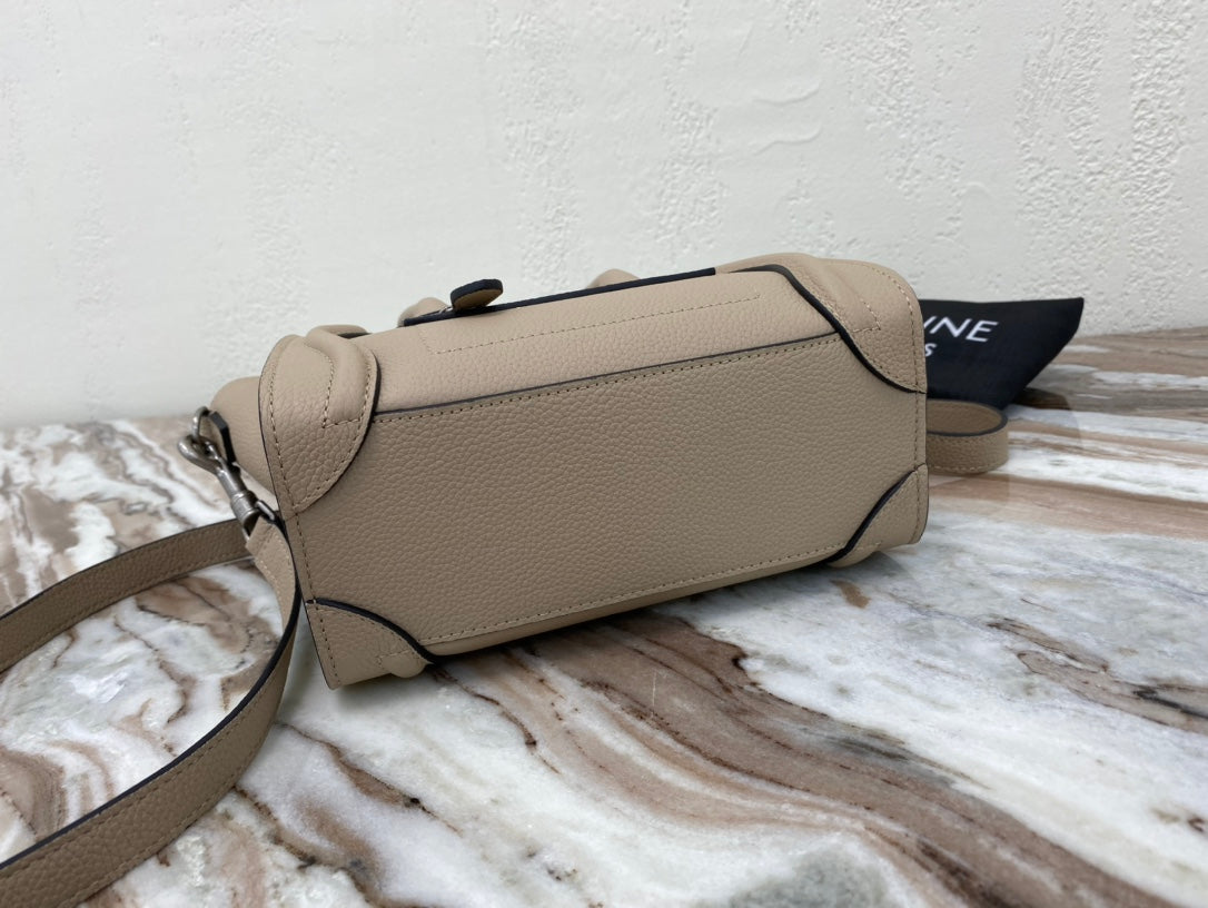CE Nano LuGucciage Bag In Drummed Light Brown For Women 8in/20cm 189243DRU.03UN