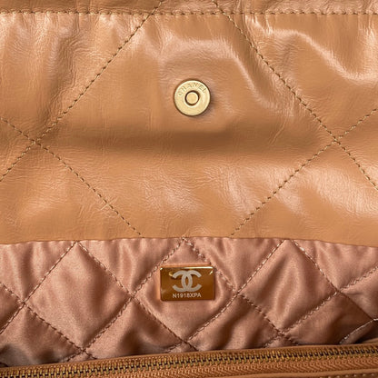 CHL 22 Handbag Gold Hardware Shiny Camel For Women, Women’s Handbags, Shoulder Bags 16.5in/38cm AS3261 B08037 NB356