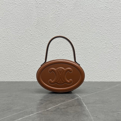 CE Oval Minaudiere Cuir Triomphe Brown For Women 6in/11.5cm 198613DU6.04LU