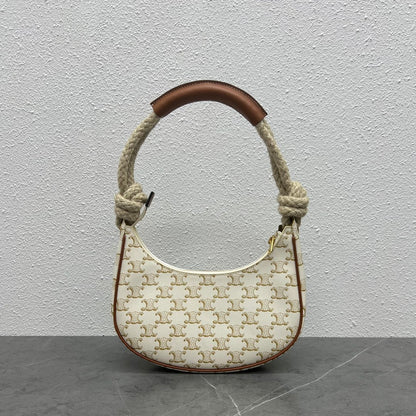 CE Medium Ava Chain In Triomphe Canvas White For Women 10in/25cm