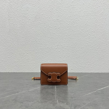 CE Card Holder On Chain Triomphe Tan For Women 4in/11cm 10J743DPV.04LU