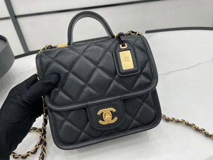 CHL 22K Flap Bag Black For Women, Women’s Bags 8.1in/20.5cm