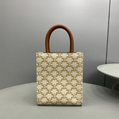CE Mini Vertical Cabas In Triomphe Canvas White For Women 7.2in/18cm 194372BZK.01BC
