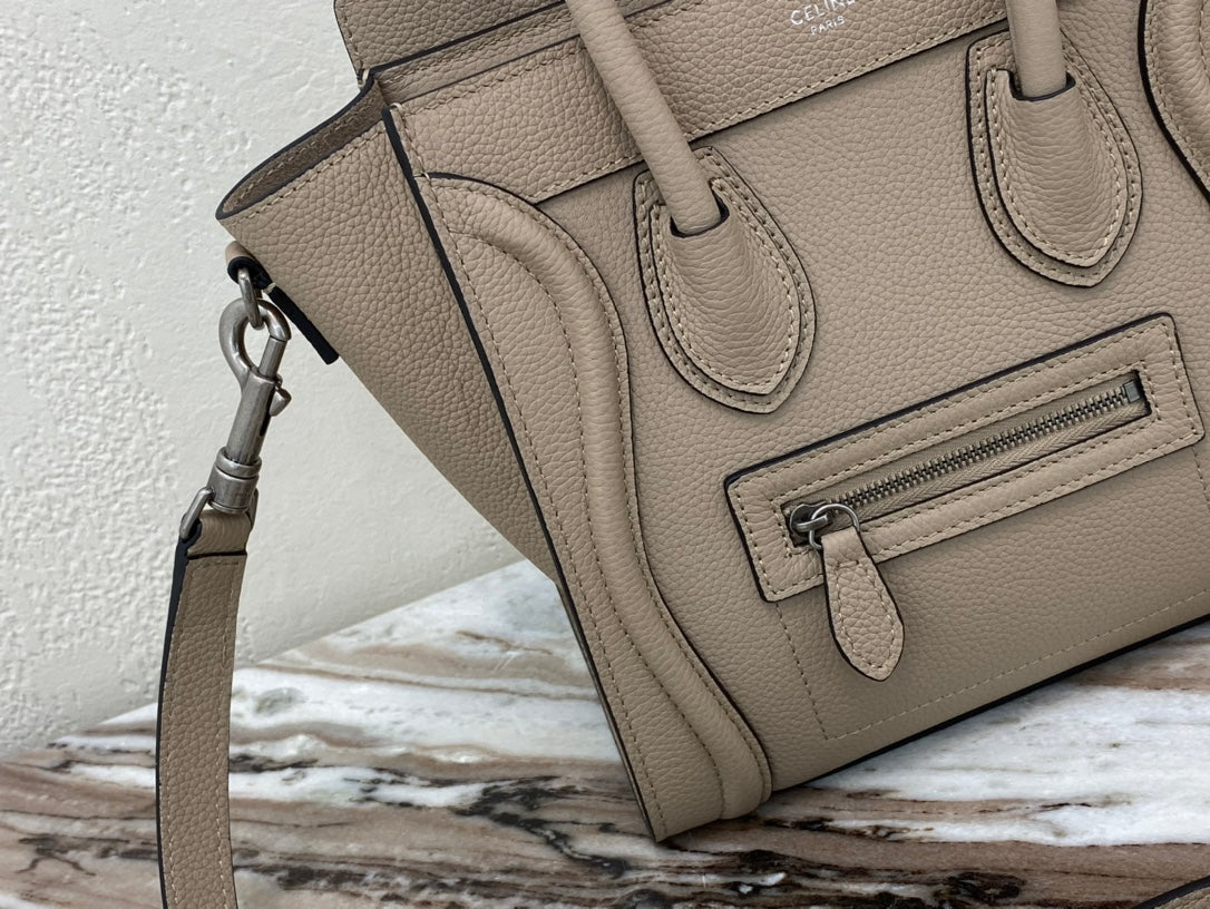 CE Nano LuGucciage Bag In Drummed Light Brown For Women 8in/20cm 189243DRU.03UN