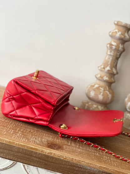 CHL Classic Diamond Flap Bag Red For Women, Women’s Bags 9.1in/23cm