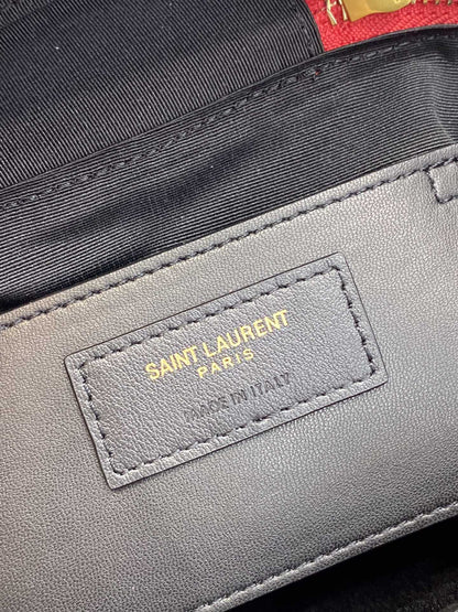 YSSL 80’s Vanity Bag In Carré-Quilted Grain De Poudre Red For Women 6.4in/16.5cm YSL 649779DME276805