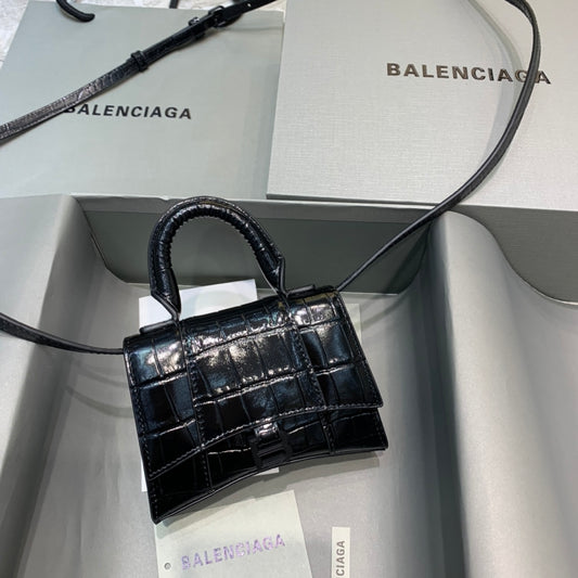 Balen Hourglass Mini Handbag In Black, For Women,  Bags 4.7in/12cm