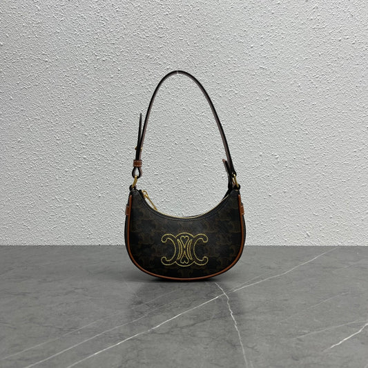 CE Triope Heart Embroidered Mini Abba – Triope Canvas Brown For Women 6.4in/16cm 10I602EB1.04LU